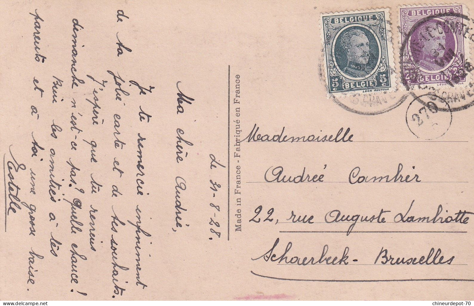 ROI HOUYOUX BRAINE LE COMTE FEMME LEO PARIS 1219 - 1922-1927 Houyoux