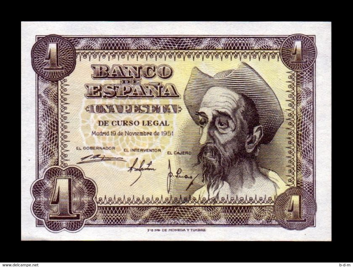 España Spain 1 Peseta Don Quijote De La Mancha 1951 Pick 139 Serie P Sc Unc - 1-2 Pesetas