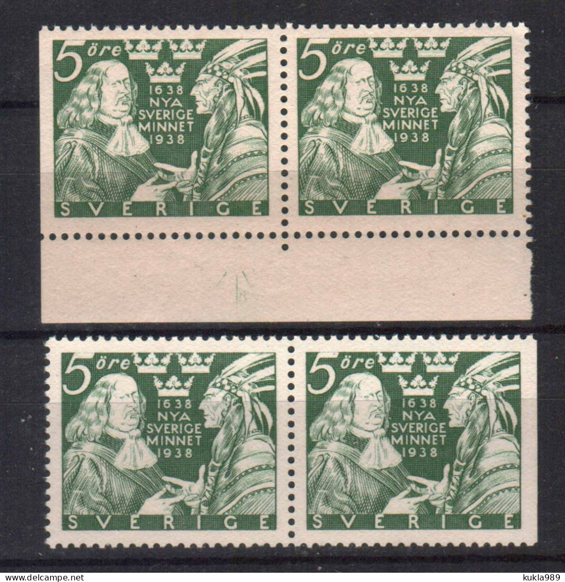 SWEDEN STAMPS. 1938, J. PRINTZ & INDIAN CHIEF, Sc.#268, 273a, MNH - Unused Stamps