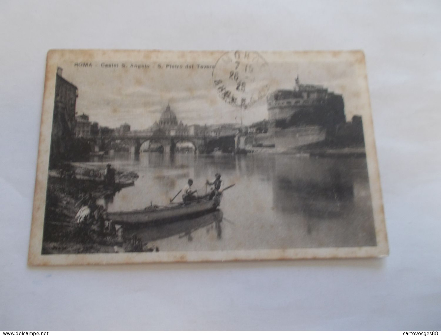 ROMA ROME ( ITALIA ITALIE ITALY ) CASTEL SAN ANGELO SAN PIETRO DAL TEVERE  ANIMEES BARQUE 1925 - Castel Sant'Angelo