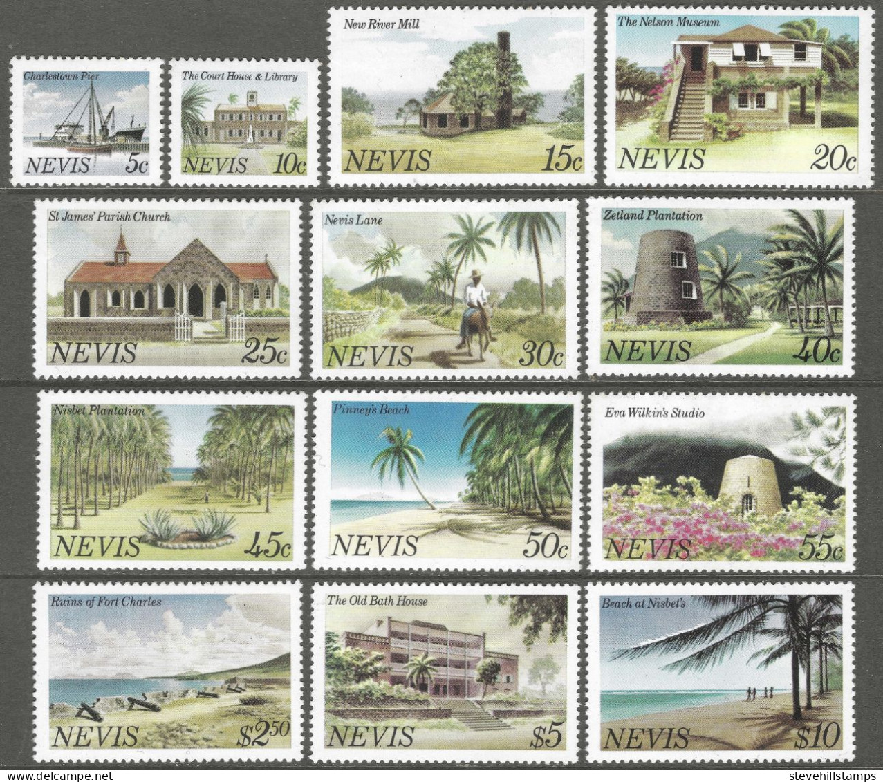 Nevis. 1981 Definitives. 13 MH Values To $10. SG 37etc. M3140 - St.Kitts And Nevis ( 1983-...)