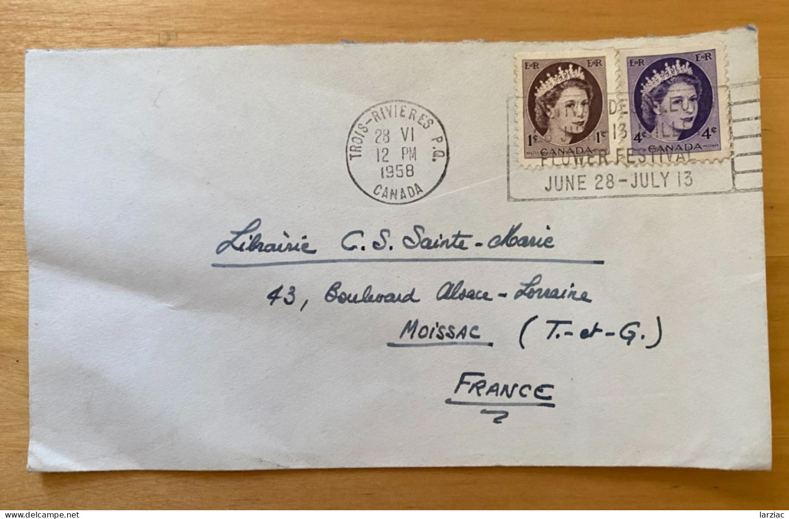 Enveloppe Canada Affranchie Pour La France Oblitération Trois-Rivières 1958 - Storia Postale