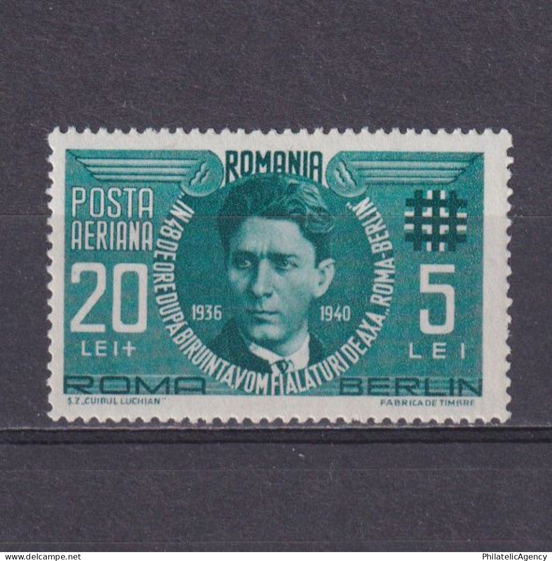 ROMANIA 1940, Sc# CB1, Corneliu Codreanu, Semi-Postal, MNH - Unused Stamps