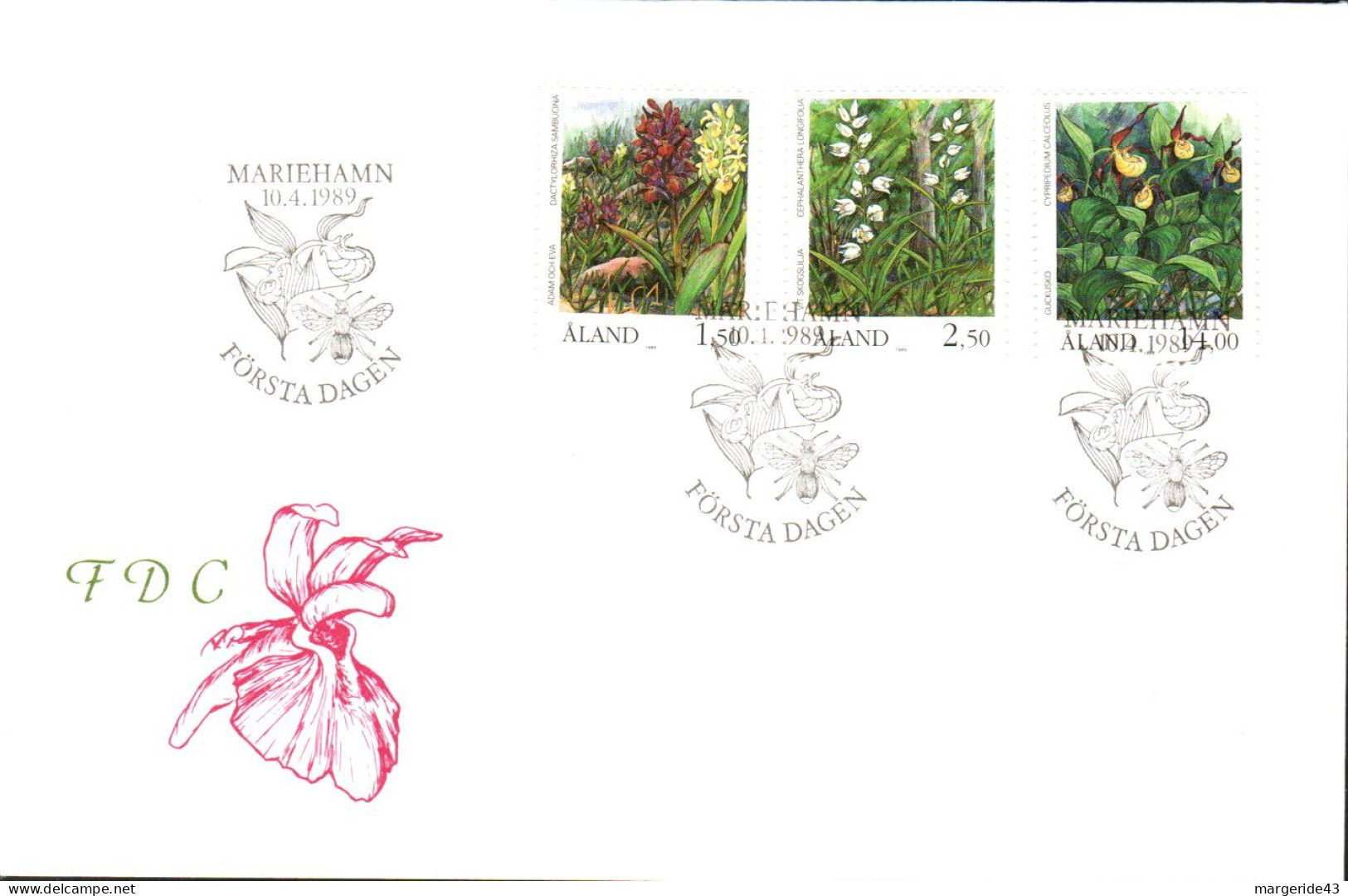 ALAND FDC 1989 ORCHIDEES - Aland