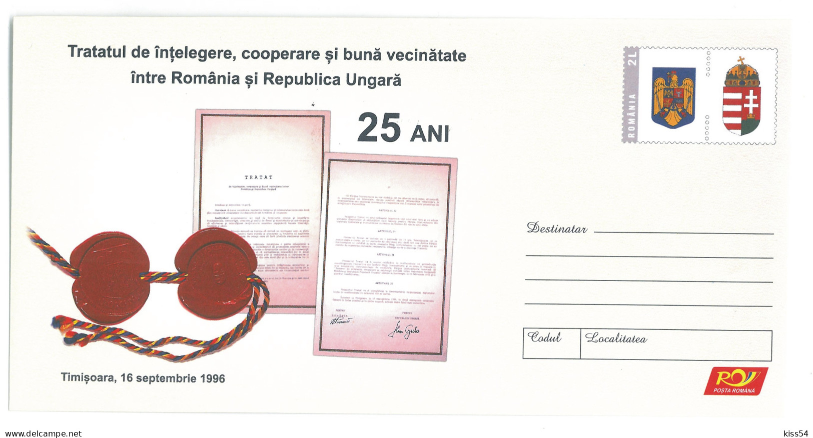 IP 2021 - 40 The Romanian-Hungarian Treaty Of Good Understanding, Romania - Stationery - Unused - 2021 - Postal Stationery