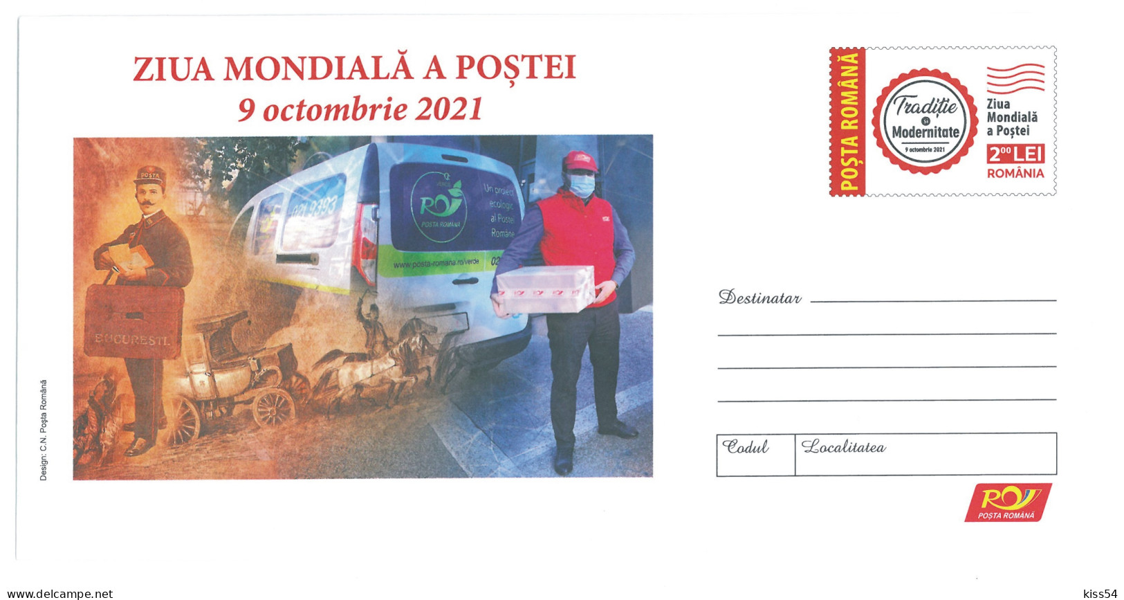 IP 2021 - 41 World Post Day, Postmen, Post Chaise, Romania - Stationery - Unused - 2021 - Postal Stationery