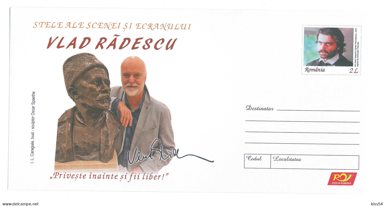 IP 2021 - 49 FILM, THEATER, Vlad RADESCU, Actor, Romania - Stationery - Unused - 2021 - Postal Stationery