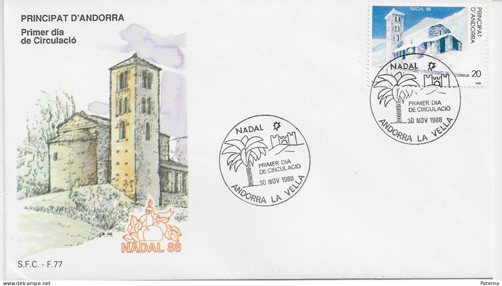 3857 FDC Andorra La Vella  1988, Nadal, Navidad - Storia Postale