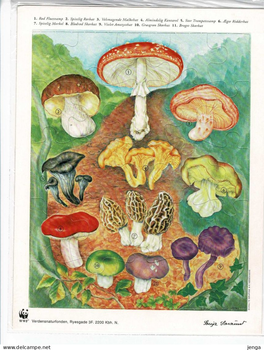 Denmark WWF 1999; Danish Mushrooms.  Sheet  With 30 Labels MNH(**) And Puzzle In Unopened Plastic Bag. - Sonstige & Ohne Zuordnung