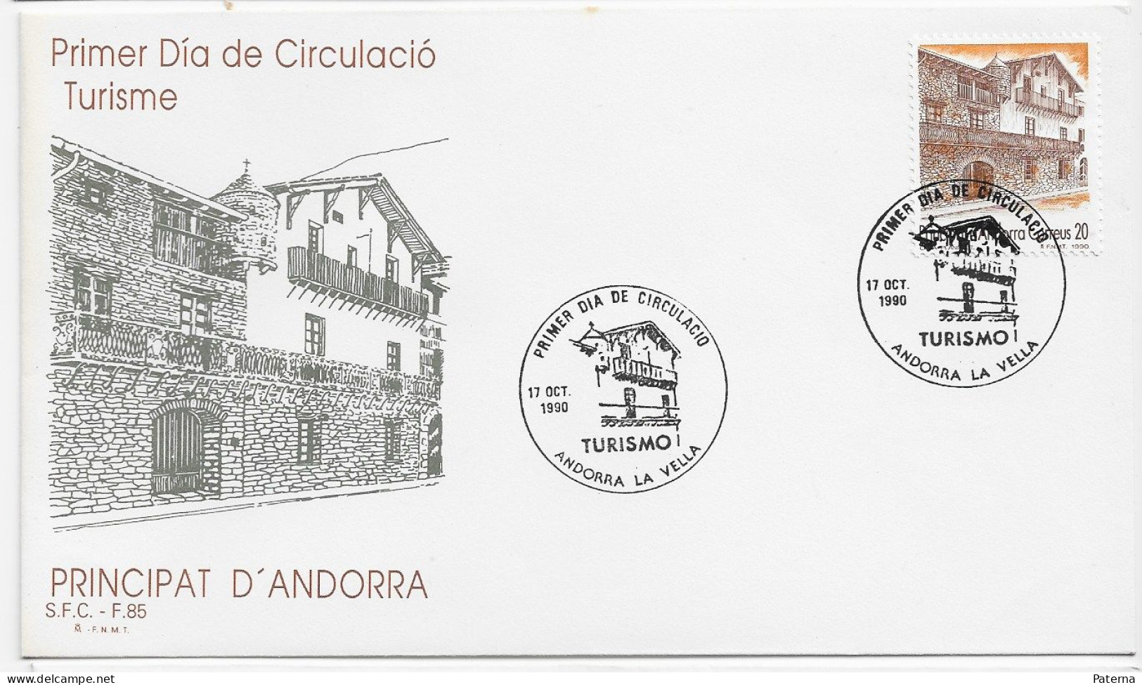 3857 FDC Andorra La Vella  1990  Turismo - Storia Postale