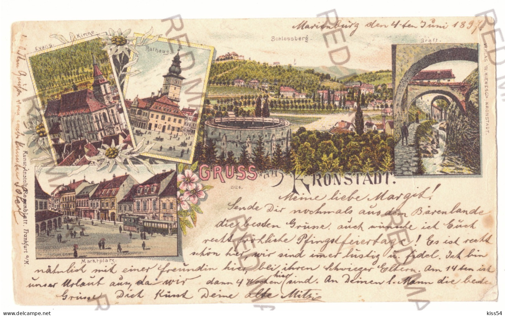 RO 42 - 19016 BRASOV, Litho, Romania - Old Postcard - Used - 1897 - Romania