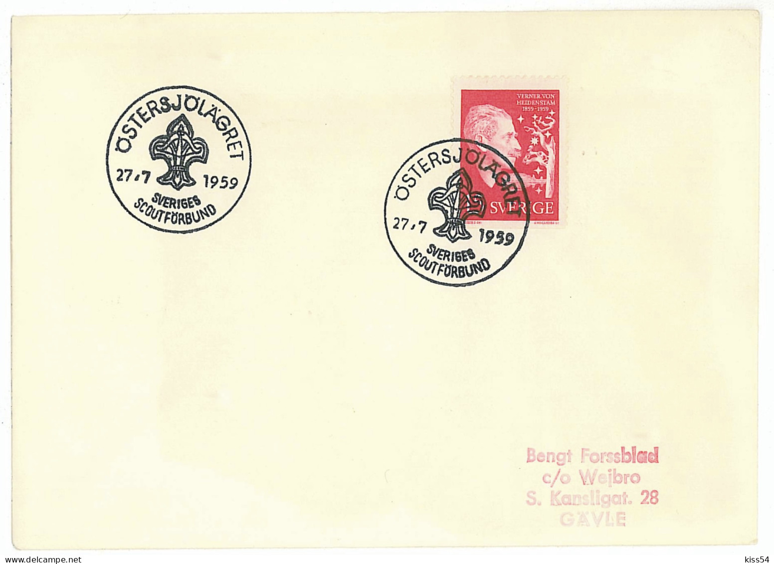 SC 25 - 39 Scout Sweden - Cover - Used - 1959 - Covers & Documents