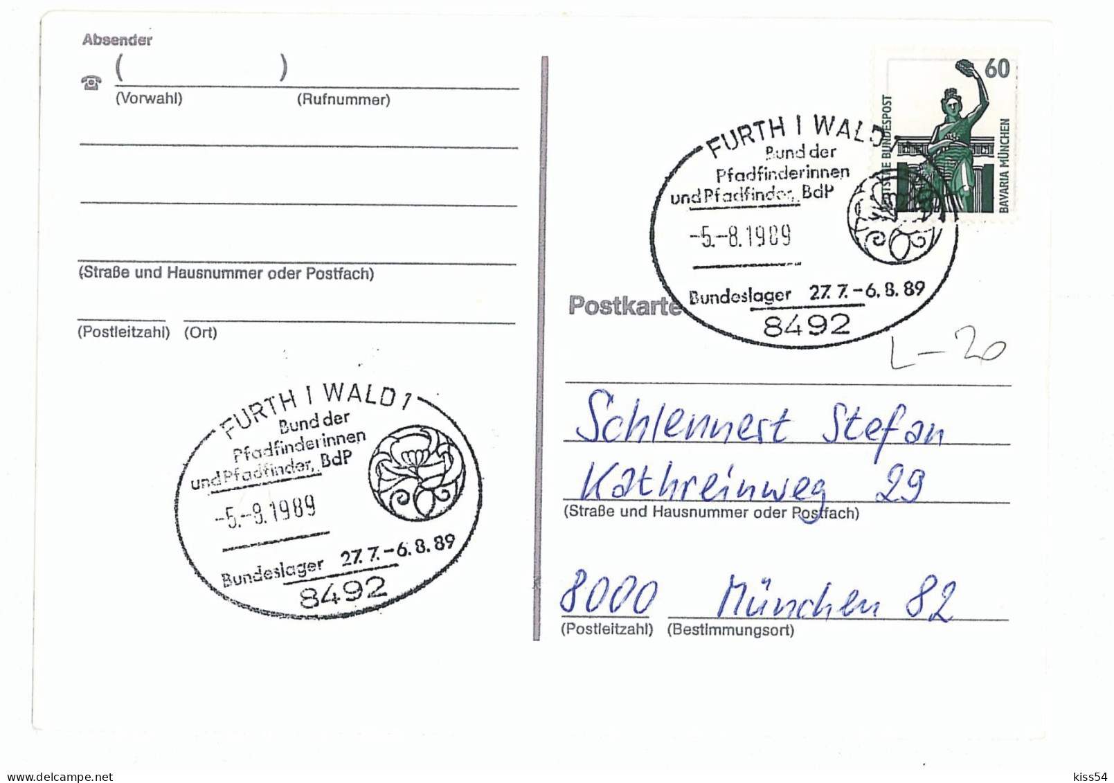 SC 25 - 1097 Scout GERMANY - Cover - Used - 1989 - Covers & Documents