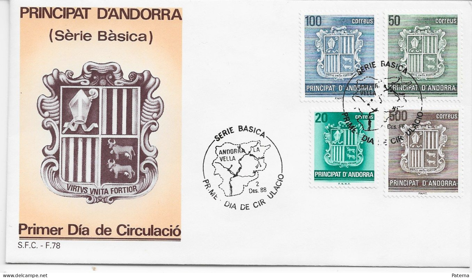 3857 FDC Andorra La Vella  1988, Serie Básica - Covers & Documents