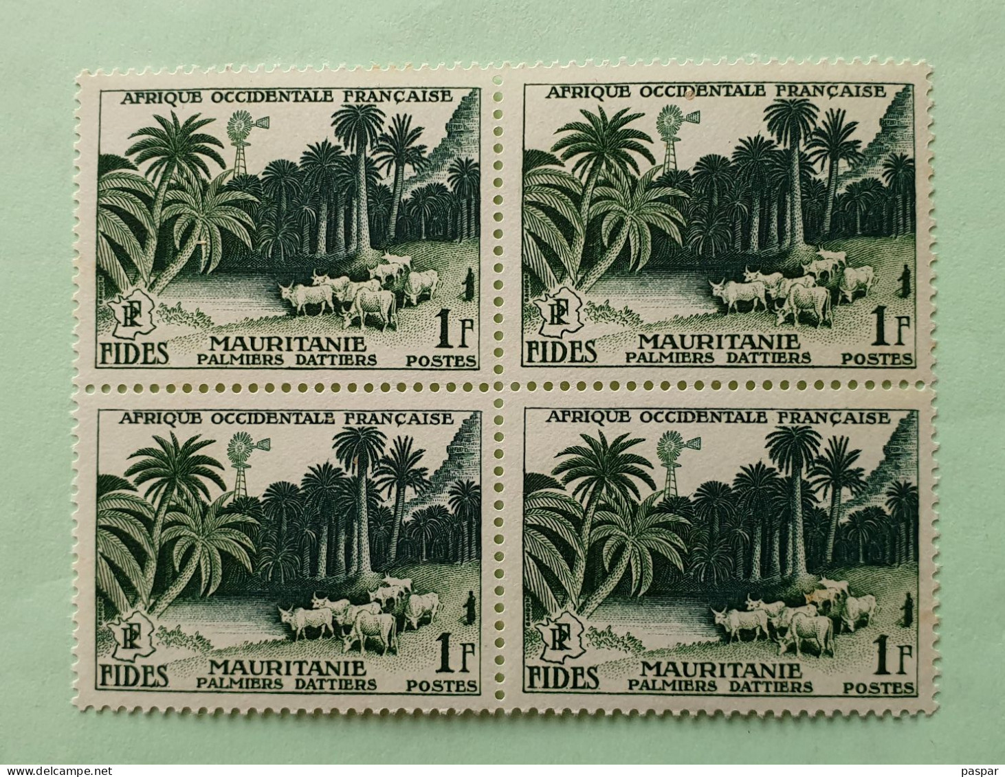 Bloc De 4 Timbres Neufs AOF 1F - MNH - YT 54 - Palmiers Dattiers Mauritanie - Unused Stamps