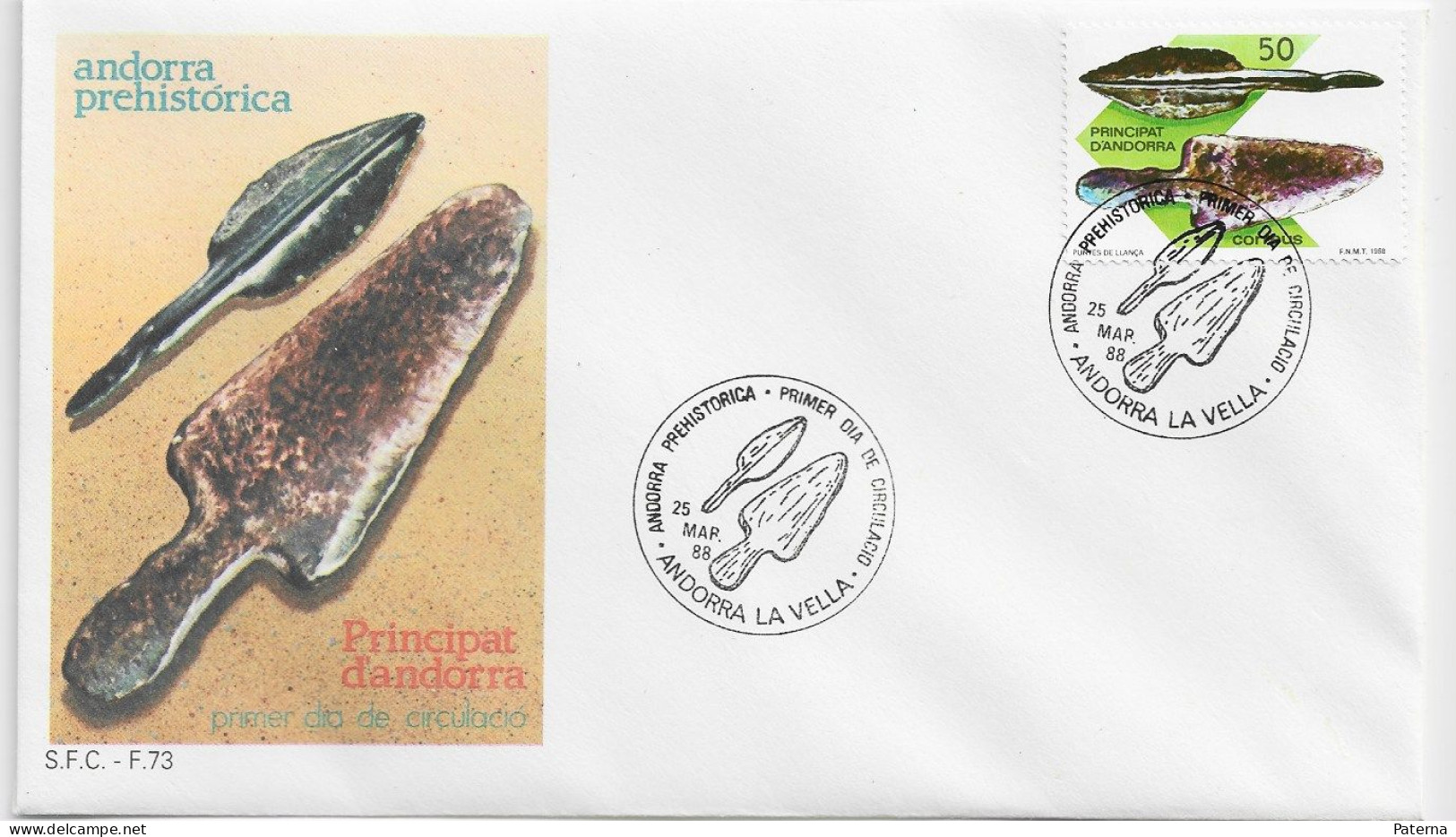 3857 FDC Andorra La Vella  1988, Prehistórica, - Brieven En Documenten