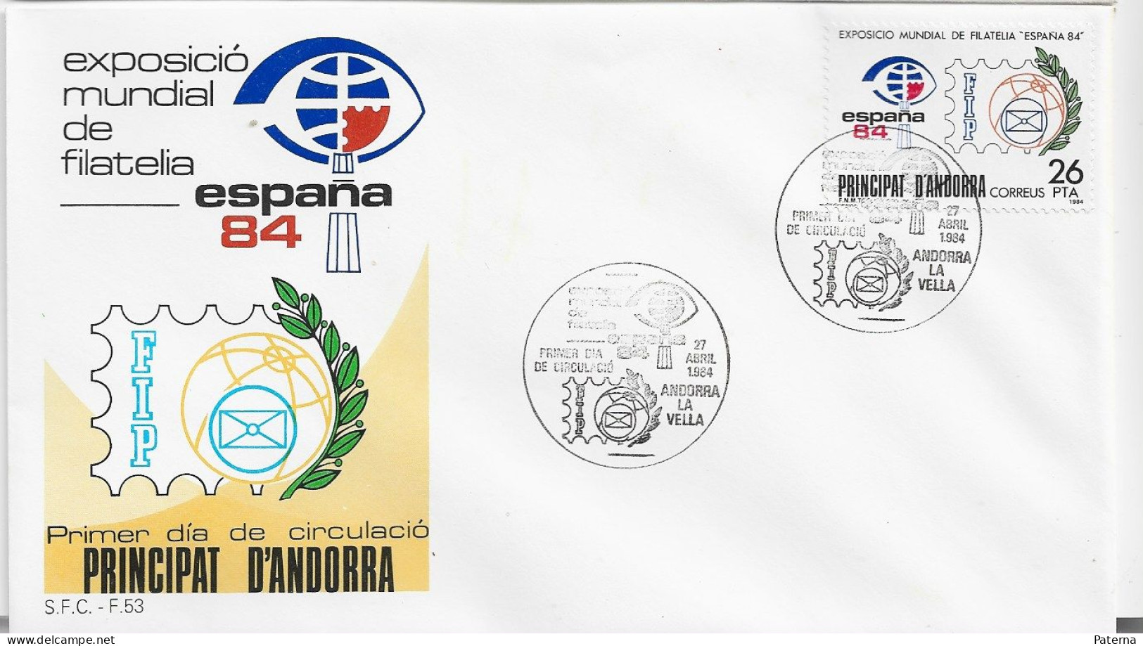 3857 FDC Andorra La Vella  1984, Expo. Mundial De Filatelia - Cartas & Documentos