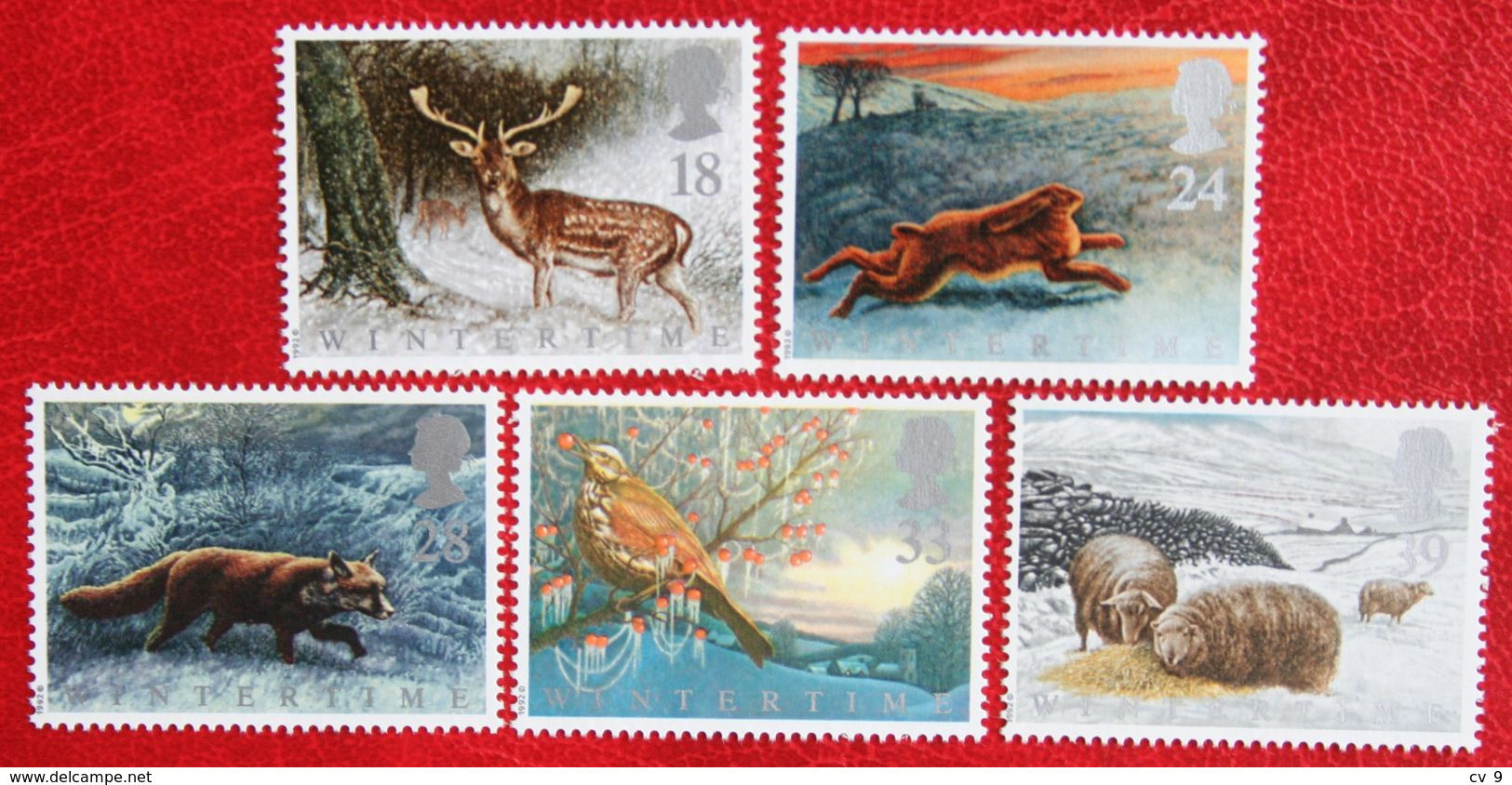 Animals In Winter Dear Fox Hare Bird (Mi 1372-1376) 1992 POSTFRIS MNH ** ENGLAND GRANDE-BRETAGNE GB GREAT BRITAIN - Unused Stamps