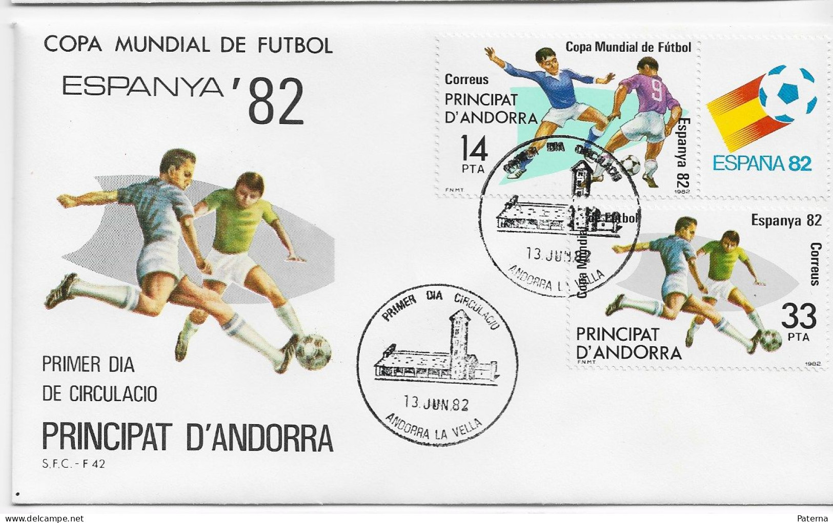 3857 FDC Andorra La Vella  1982, Copa Mundial De Futbol - Storia Postale
