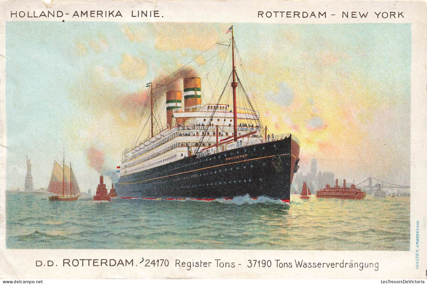 PAYS-BAS - Holland Amerika Linie - Rotterdam - New York - D D Rotterdam - 24170 - Carte Postale Ancienne - Rotterdam