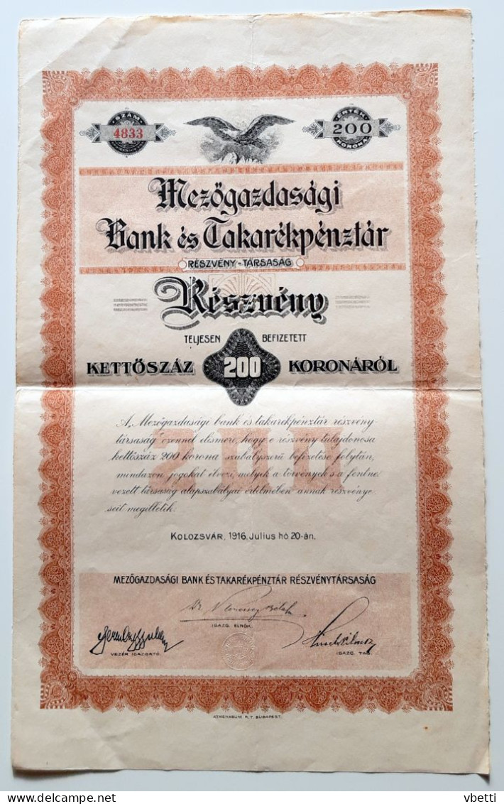 Rumänien / Romania: Klausenburg, Landwirtschaftsbank Und Sparkasse/Cluj-Napoca, Banca Agricolă și Banca De Economii 1916 - Agriculture