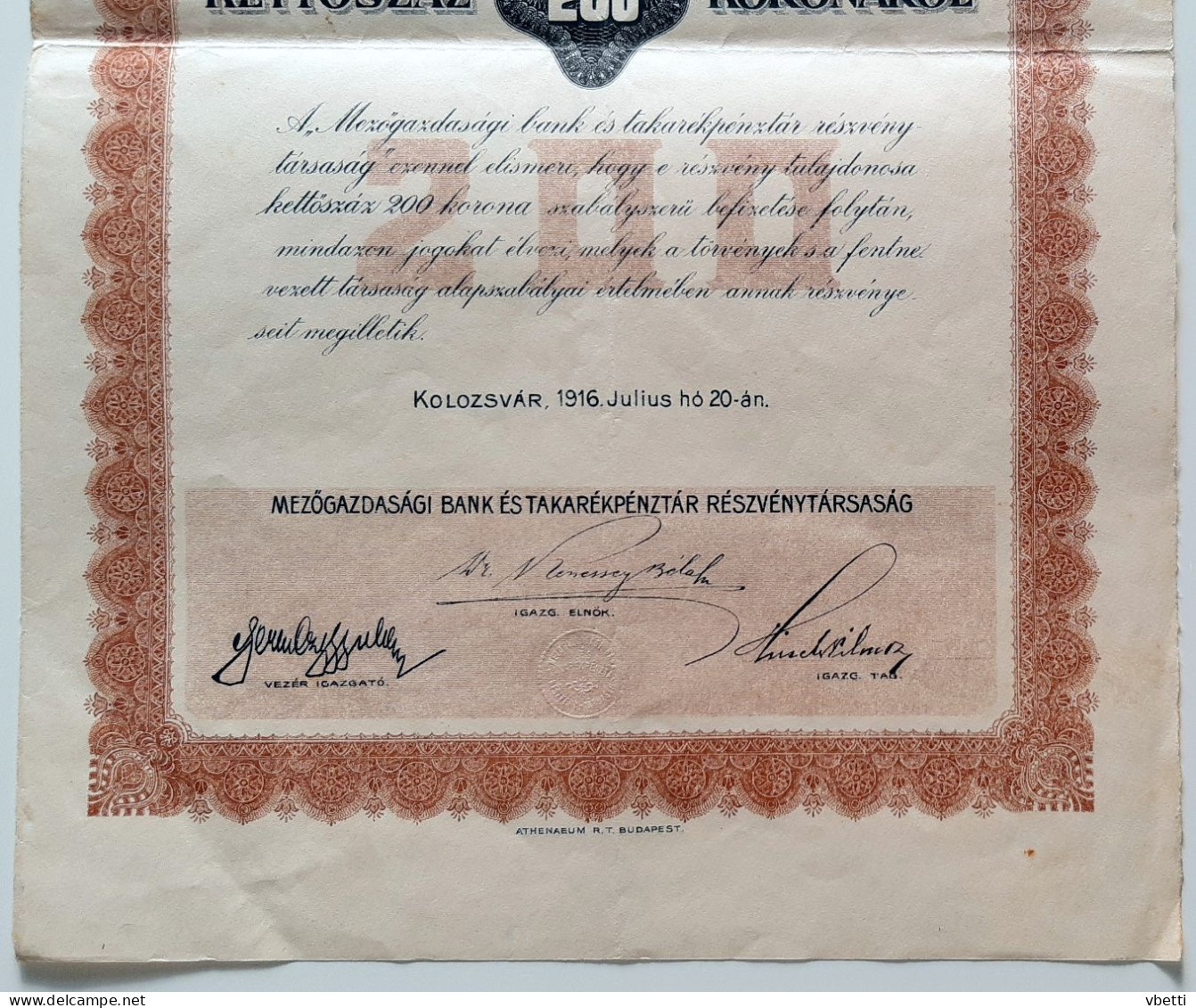 Rumänien / Romania: Klausenburg, Landwirtschaftsbank Und Sparkasse/Cluj-Napoca, Banca Agricolă și Banca De Economii 1916 - Agricultura