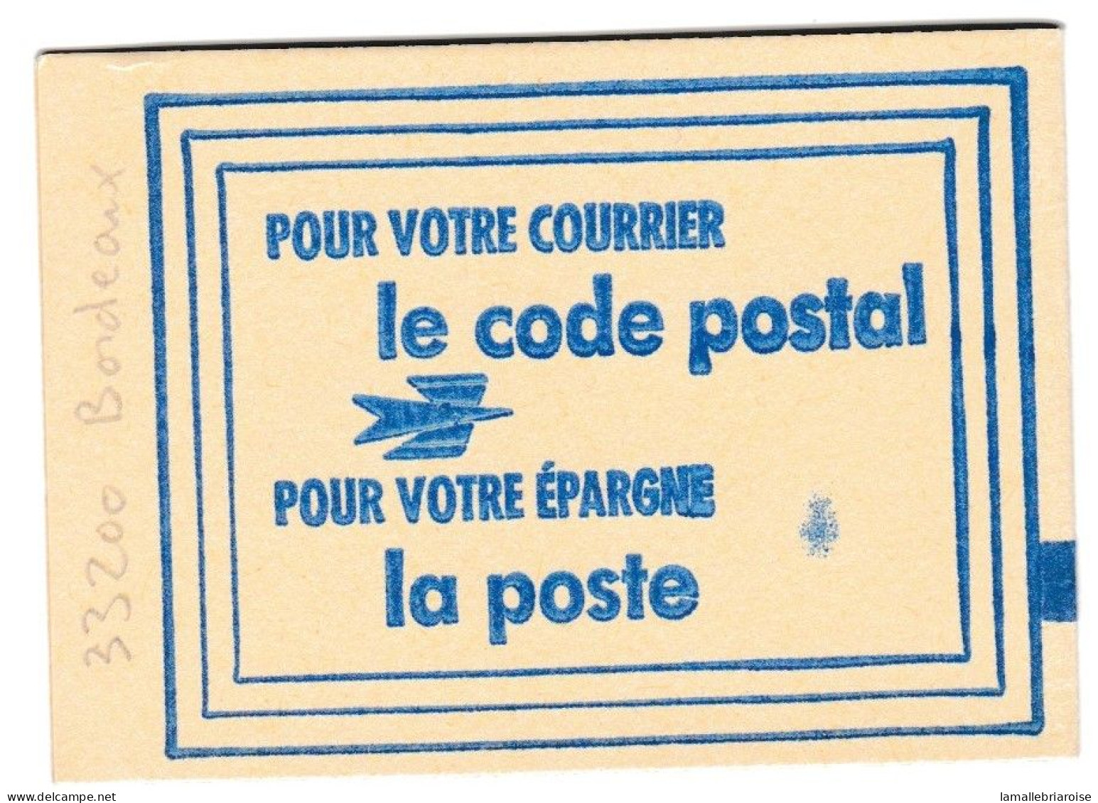 Carnet Code Postal, 33200 Bordeaux, Vignettes Oranges, Variété Tache Sur La Couverture - Blocs & Carnets