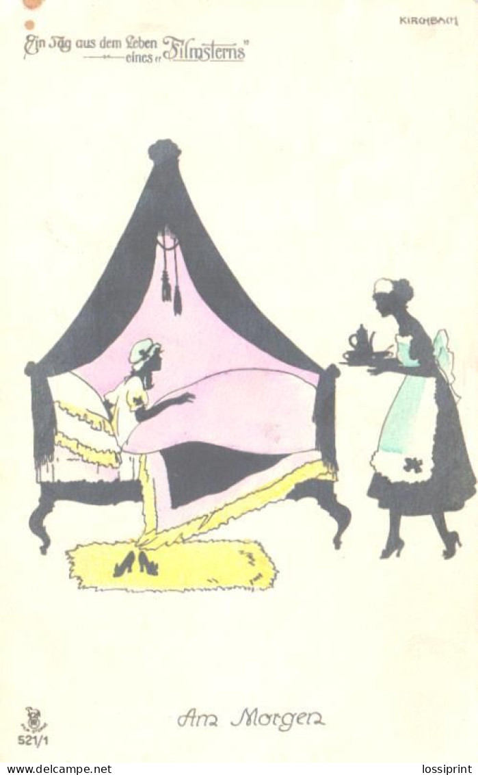 Kirchbach:Am Morgen, Tea To The Bed, RPH 521/1, Pre 1924 - Silhouetkaarten