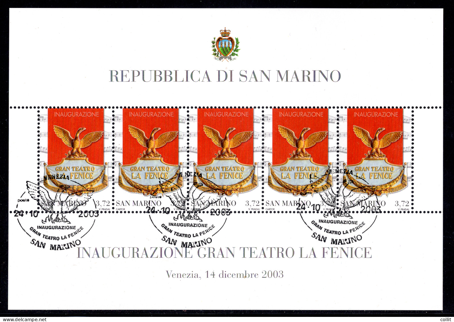 Teatro "Fenice" - Foglietto Usato Il Primo Giorno Di Emissione - - Unused Stamps