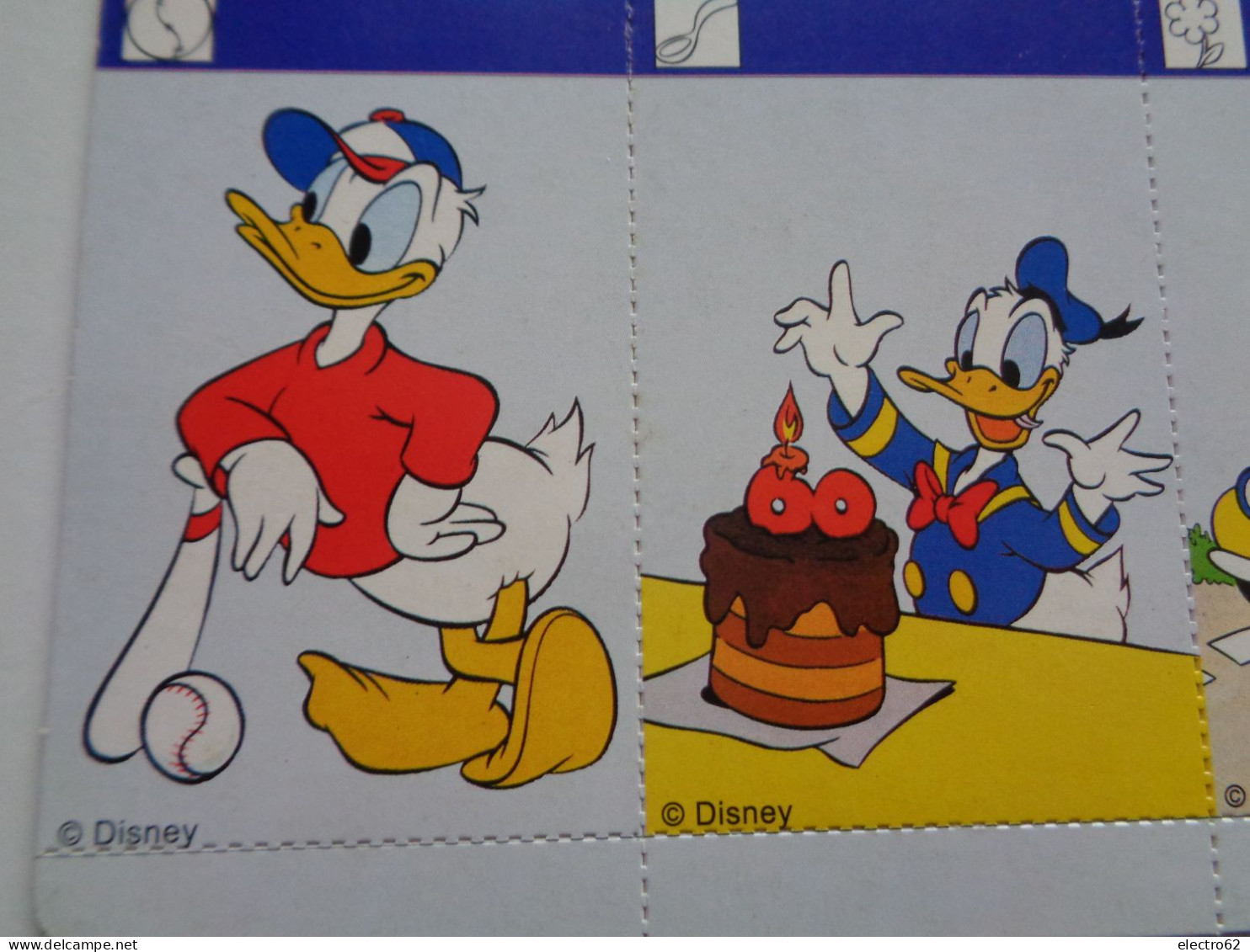 carte Nestlé  Disney Family Donald duck base ball anniversaire voiture musicien car birthday musician baseball BD comic