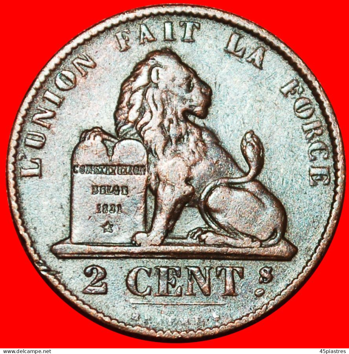 * STOP IN SIGNATURE (1833-1865): BELGIUM  2 CENTIMES 1864! LEOPOLD I (1831-1865)! · LOW START ·  NO RESERVE! - 2 Centimes