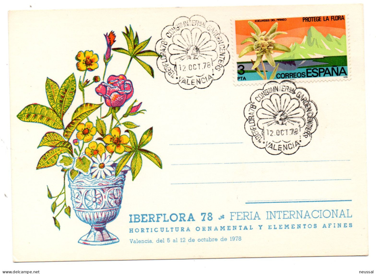 Tarjeta Con Matasellos Commemorativo De Iberflora 1978 - Briefe U. Dokumente