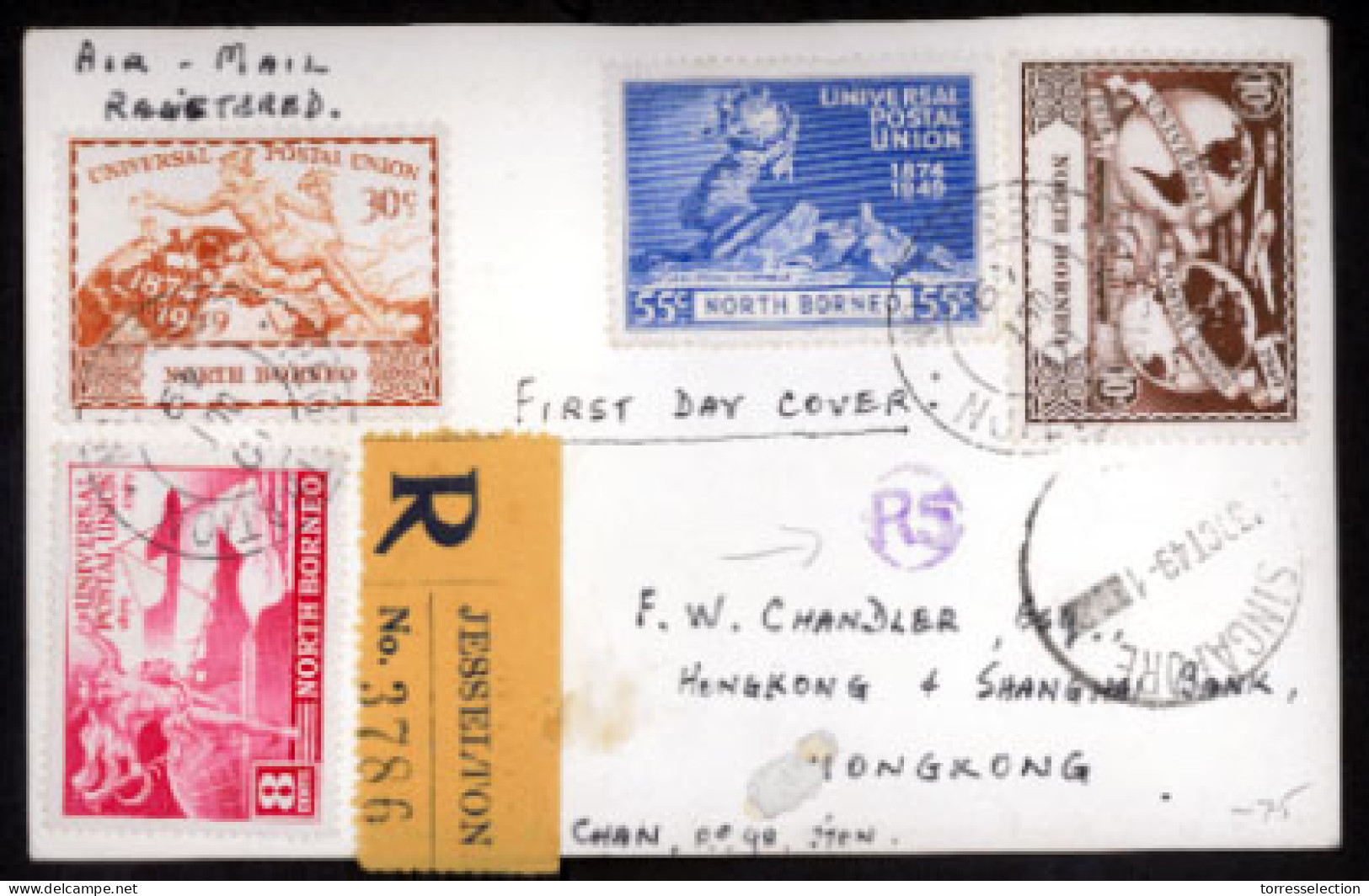 MALAYSIA. NORTH BORNEO. 1949. Registered First Day Cover With Complete 1949 UPU Set Of Four Cancelled At Jesselton. Used - Malaysia (1964-...)