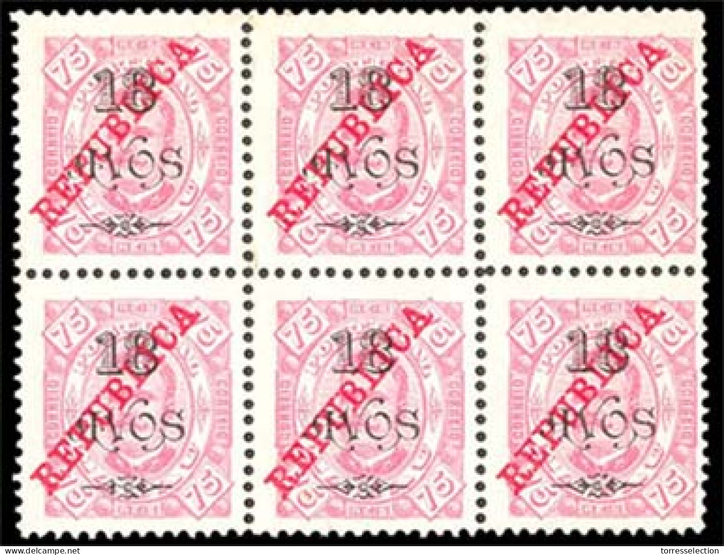 MACAU. 237* 1915 Issue. 18a S/75r Red Nose. Mint Horiz. BLOCK OF SIX. - Andere & Zonder Classificatie