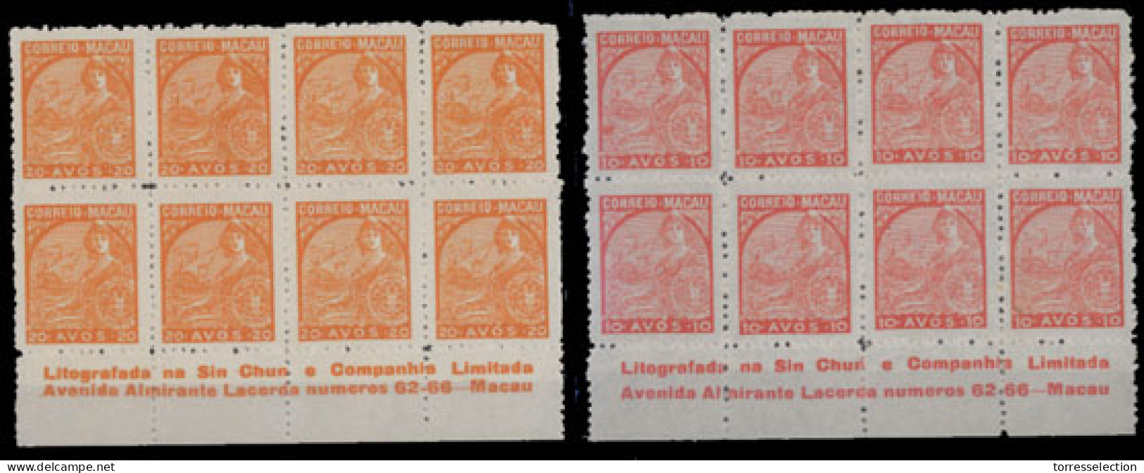 MACAU. 325/326*. 1945 (2 January) Padrôes". The Locally Printed Retouched Design On Medium Thick Paper. A Beautiful Pair - Andere & Zonder Classificatie