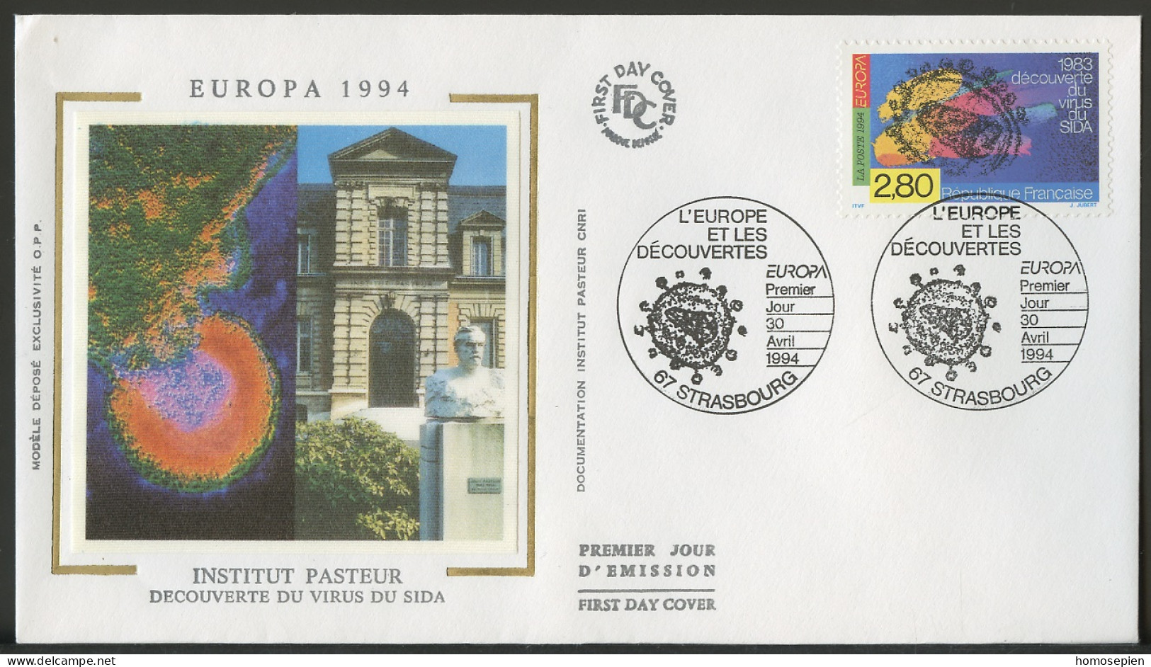 Europa CEPT 1994 France - Frankreich FDC Y&T N°2878 - Michel N°3021 - 2,80f EUROPA - 1994