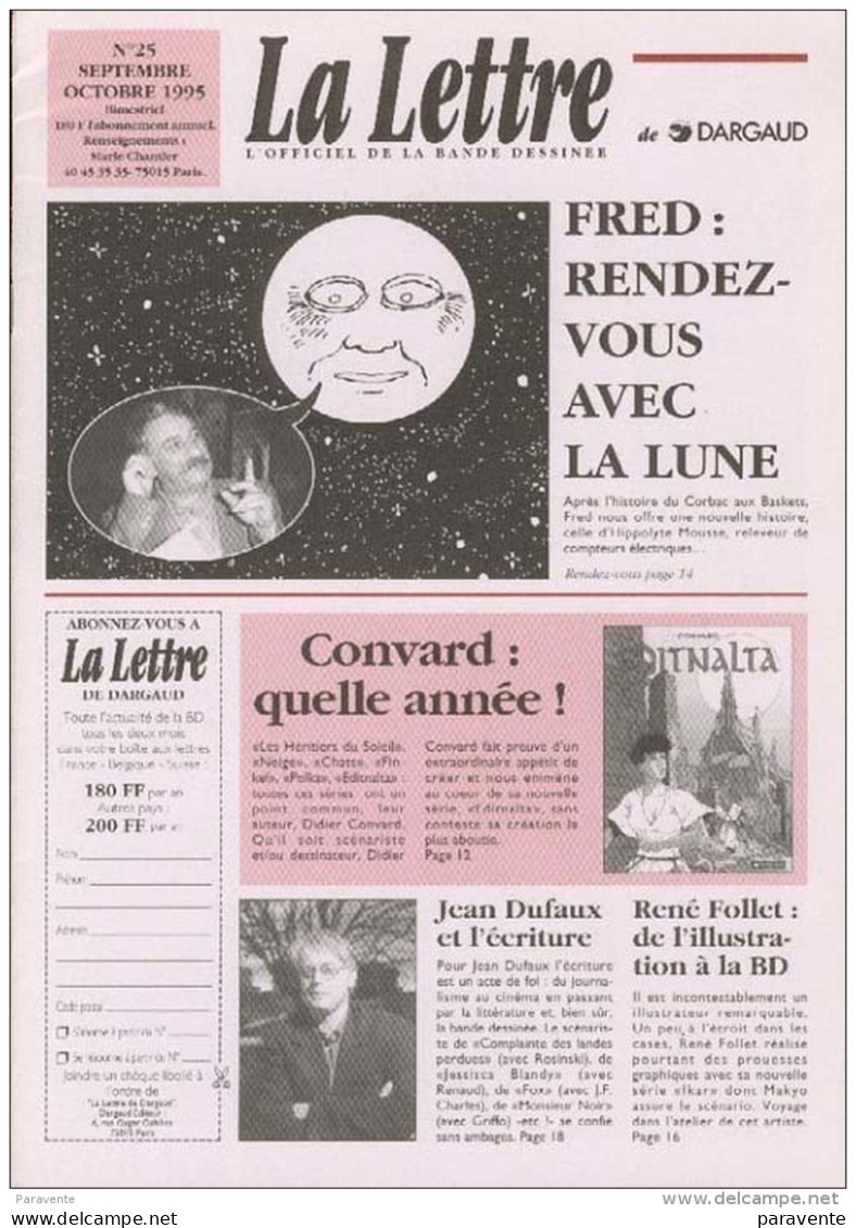 Magazine LETTRE DE DARGAUD N°25 Avec CONVARD FRED DUFAUX DECRECY TARDI CHALAND JUILLARD PTIKLUC Â?.. - Lettre De Dargaud, La