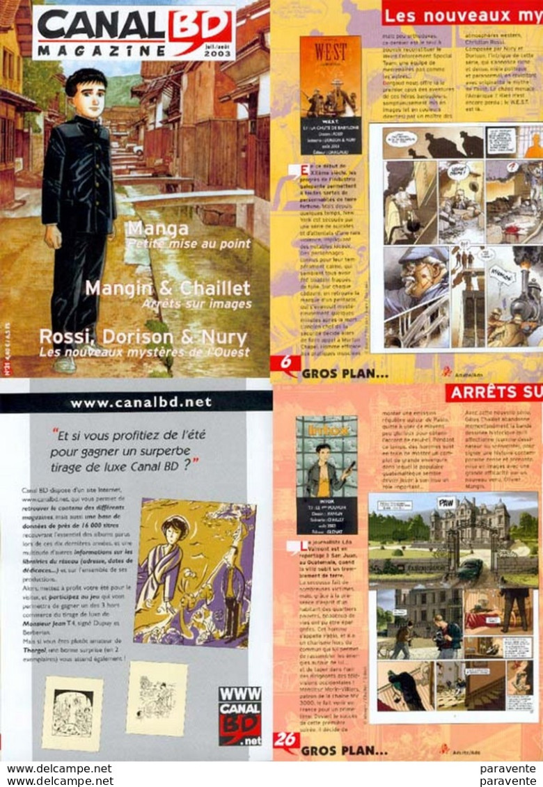 Magazine CANALBD N°31 Juil2003 Avec  TANIGUSHI ROSSI …….. - CANAL BD Magazine
