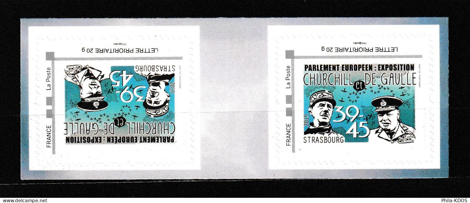 " 1945 - 2015 : DE GAULLE / CHURCHILL / 70 ANS DE LA VICTOIRE " Sur 2 Timbres Neufs ** MNH - De Gaulle (General)