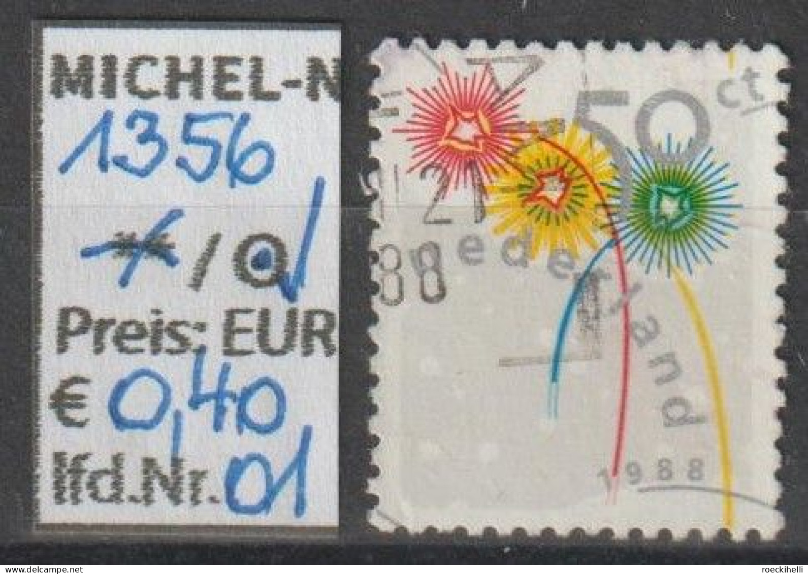 1988 - NIEDERLANDE - SM "Dezembermarke - Feuerwerk" 50 C Mehrf. - O Gestempelt - S.Scan (1356o 01-02 Nl) - Gebraucht