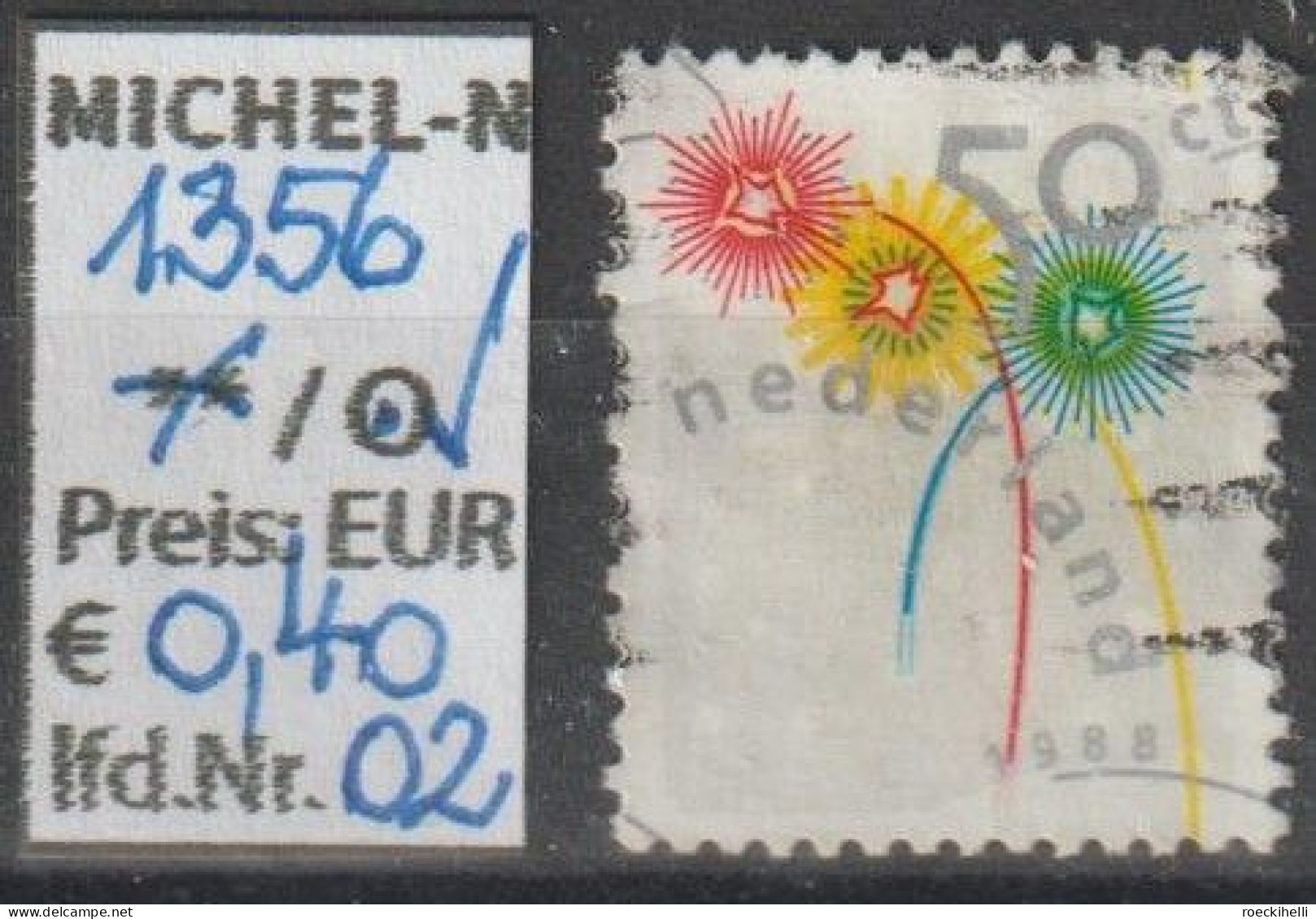 1988 - NIEDERLANDE - SM "Dezembermarke - Feuerwerk" 50 C Mehrf. - O Gestempelt - S.Scan (1356o 01-02 Nl) - Usati