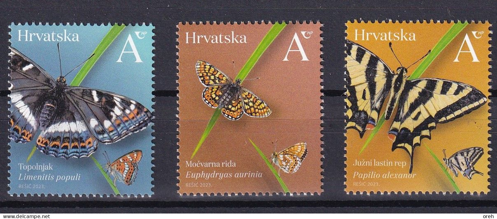 CROATIA 2023, NEW 22.3,FAUNA,INSECTS,BUTTERFLIES, 3v,MNH - Vlinders