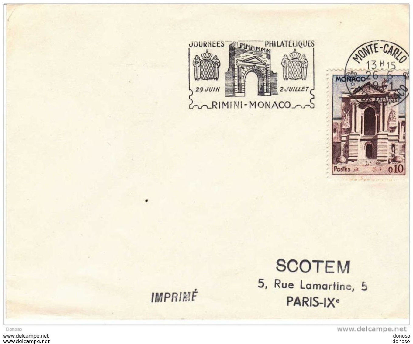 MONACO 1961 JOURNEES PHILATELIQUES RIMINI-MONACO - Postmarks