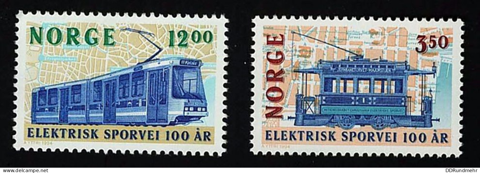 1994 Elektrik Trams  Michel NO 1163 - 1164 Stamp Number NO 1067 - 1068 Yvert Et Tellier NO 1120 - 1121 Xx MNH - Neufs