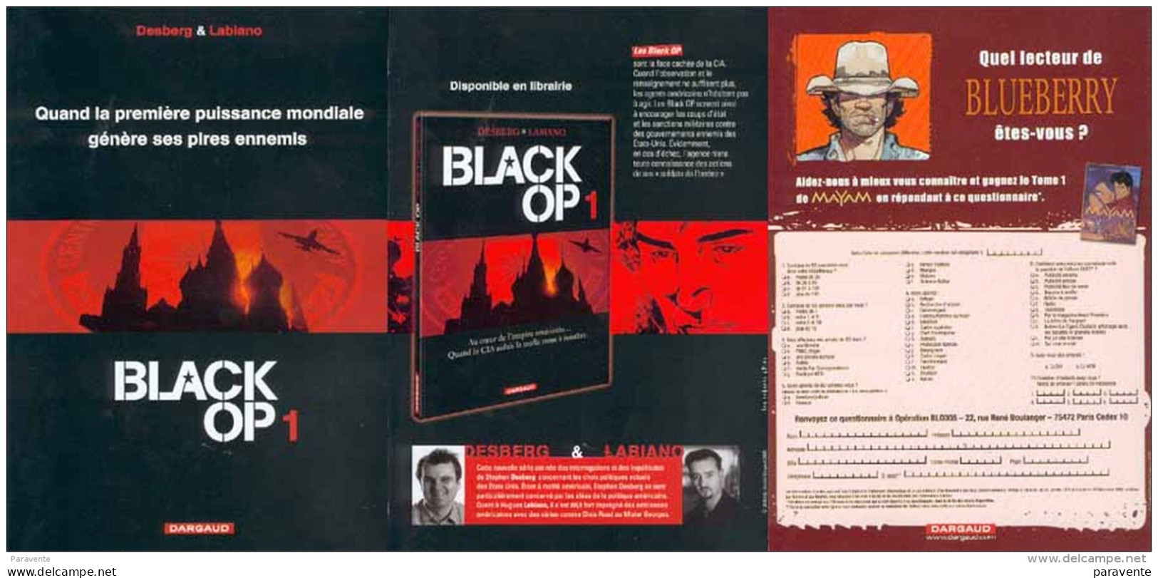 GIRAUD , LABIANO : Depliant Presentation BLACK OP , Concours Blueberry - Moebius