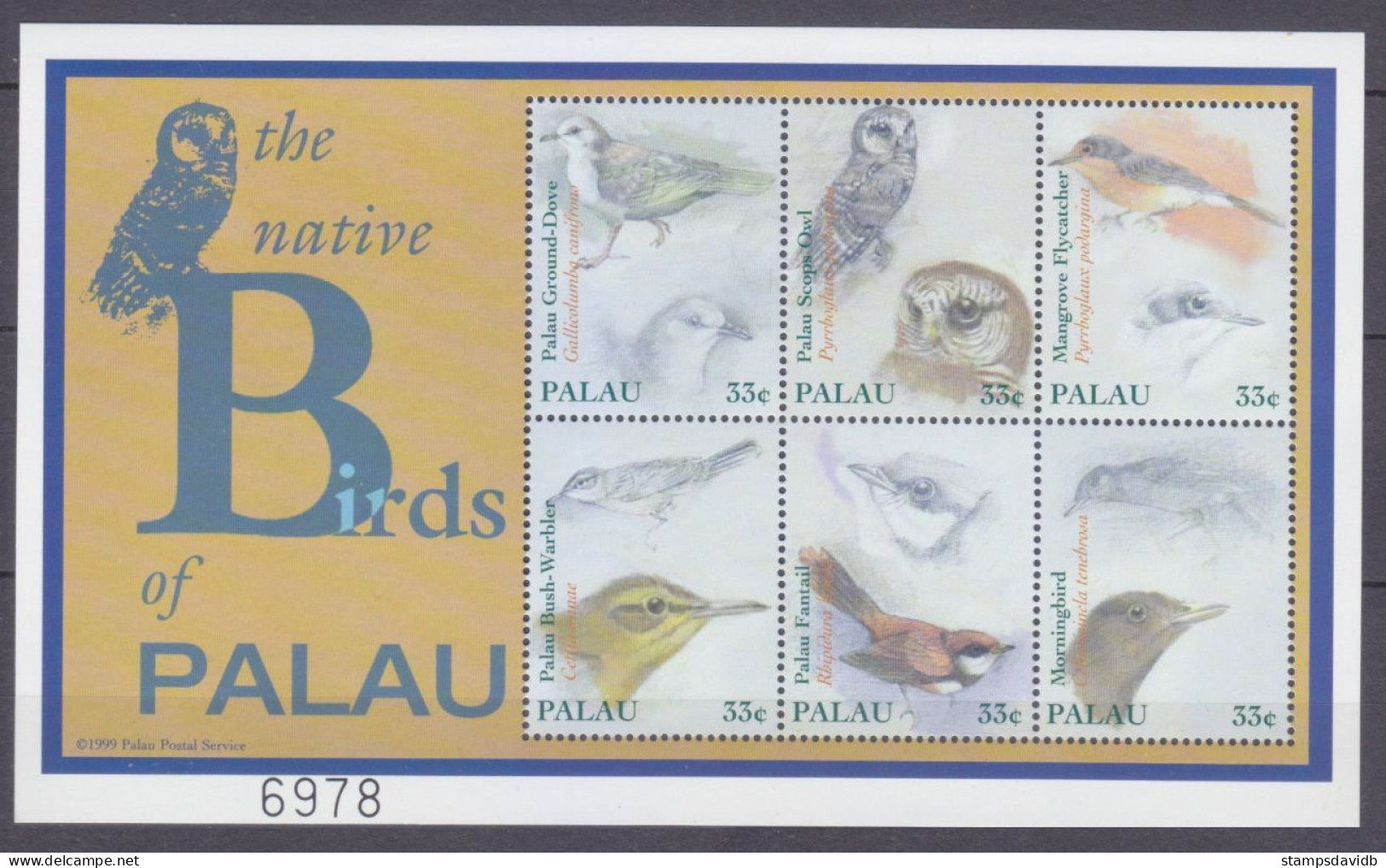 2000 Palau 1870-1875KL Birds 7,00 € - Gufi E Civette