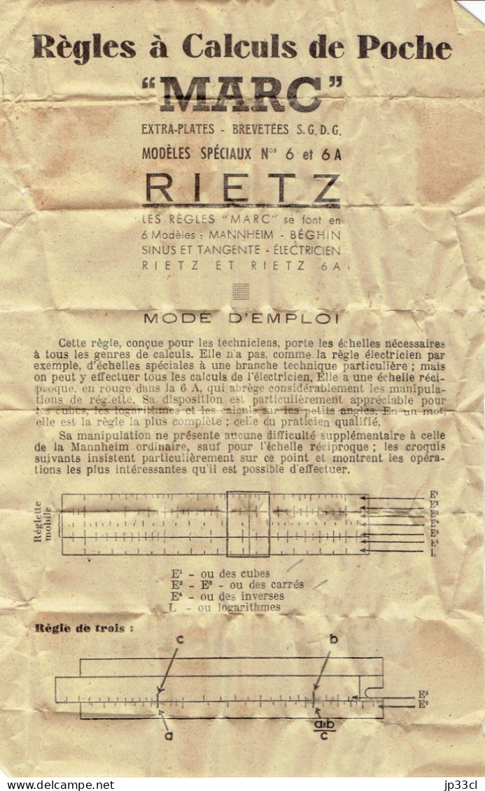 Ancienne Règle à Calcul Coulissante Des Établissements Jouret "Tous Les Aciers", Luttre - Sonstige & Ohne Zuordnung