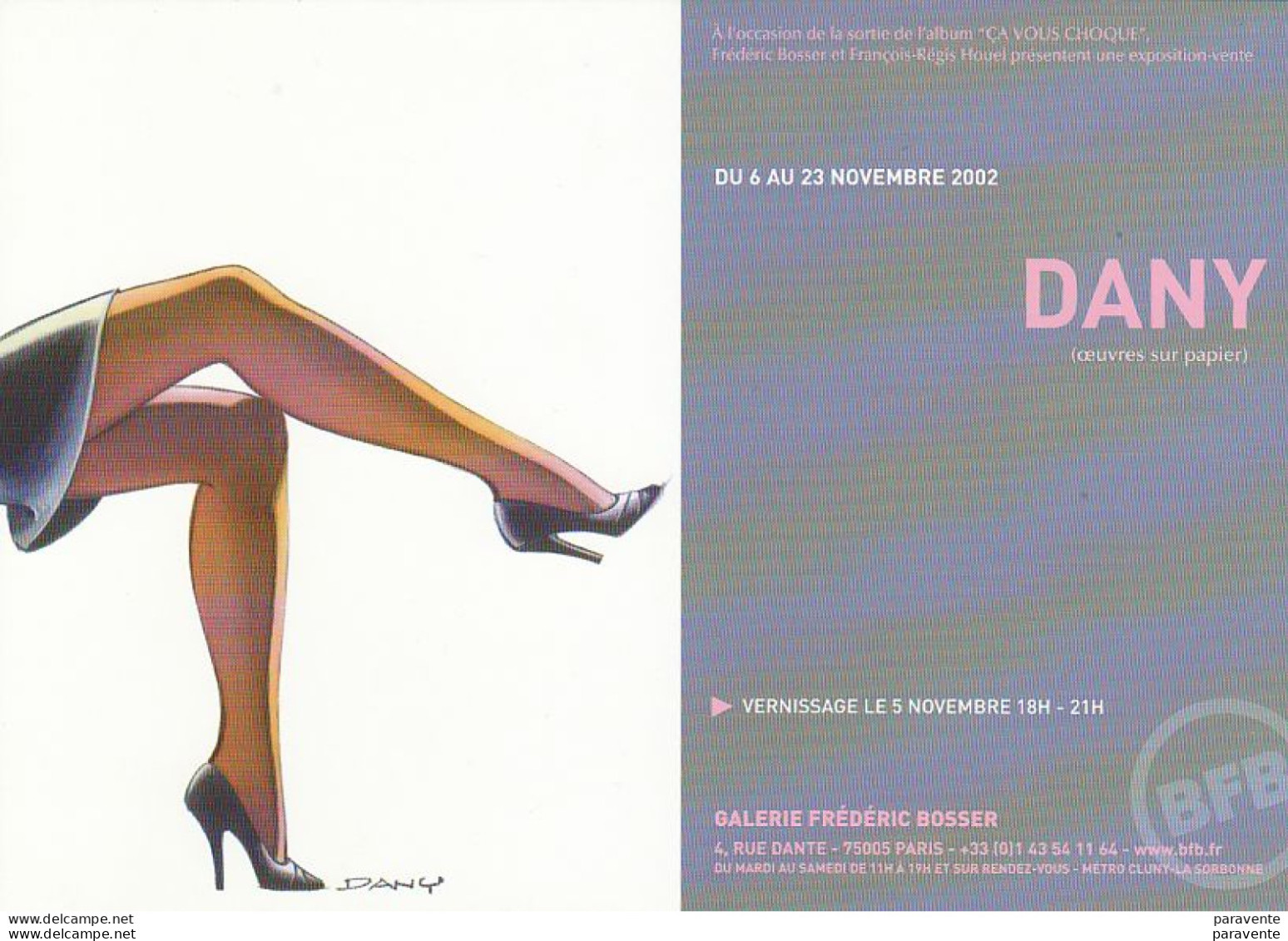 Carte Invitation Galerie BOSSER Exposition En 2002 Avec DANY (1) - Tarjetas Postales