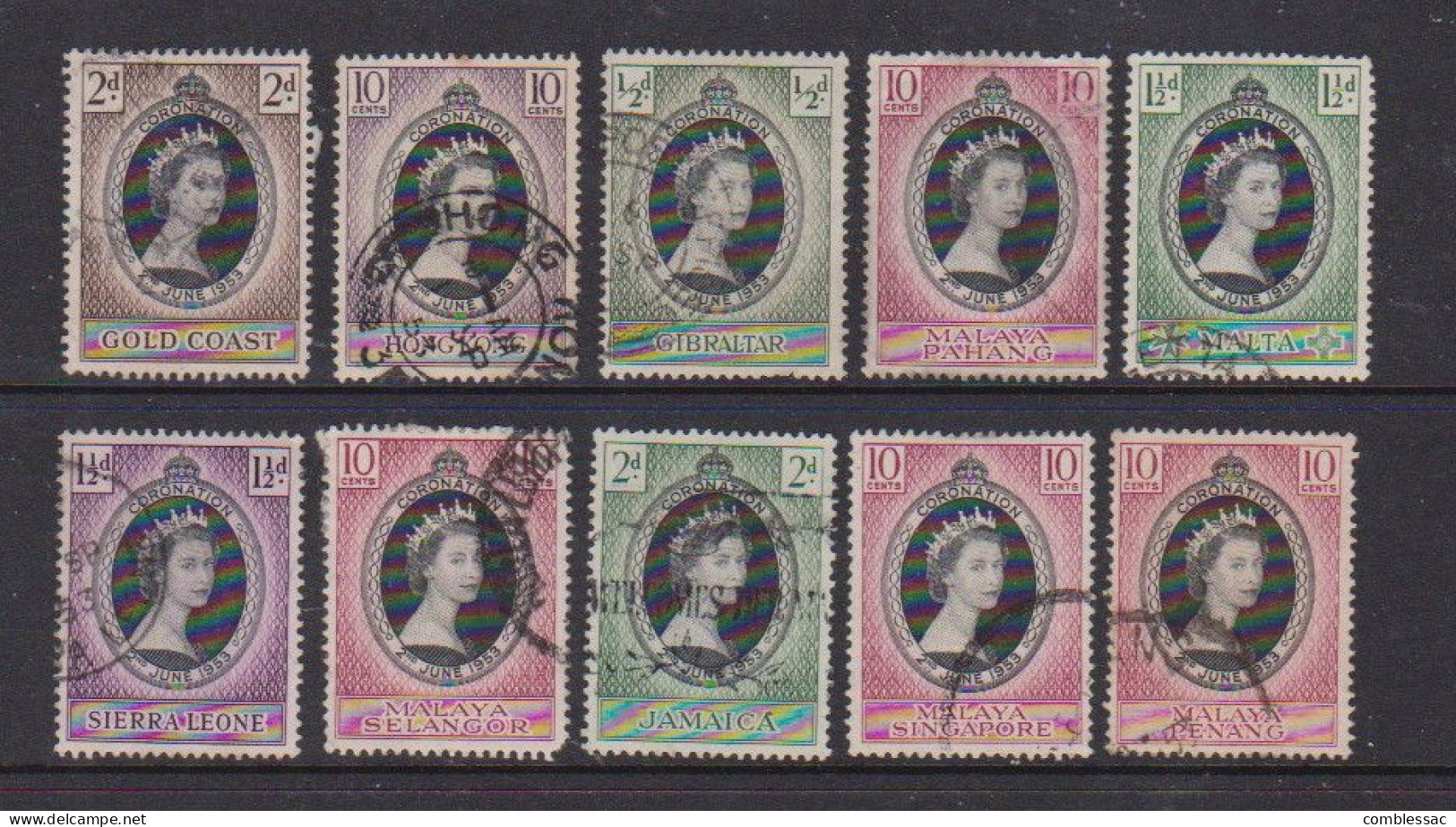 CORONATION    1953    10 Various Stamps    USED - Collections (without Album)