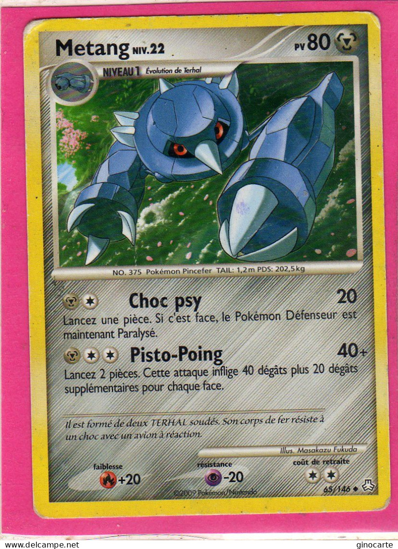 Carte Pokemon 2009 Diamant Et Perle Eveil De Legende 65/146 Metang 80pv Usagé - Diamond & Pearl 